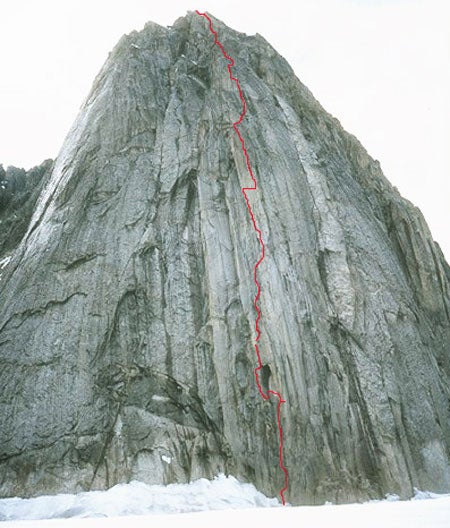 Pitch 13 traverse on the Cobra Pillar. Pitch 13 traverse on the Cobra Pillar.