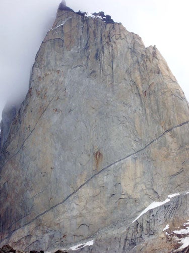 The east face of Cerro Escudo in the Pa The east face of Cerro Escudo in the Paine region of Chilean Patagonia. Although it’s not yet certain where Turner climbed his solo new route,…