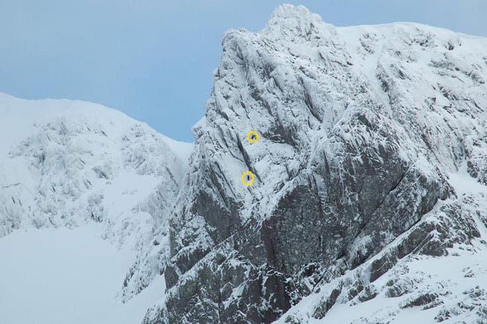 MacLeod and Joe French, above the crux MacLeod and Joe French, above the crux on the Comb Buttress of Ben Nevis. Photo by Claire MacLeod, courtesy of Davemacleod.blogspot.com.