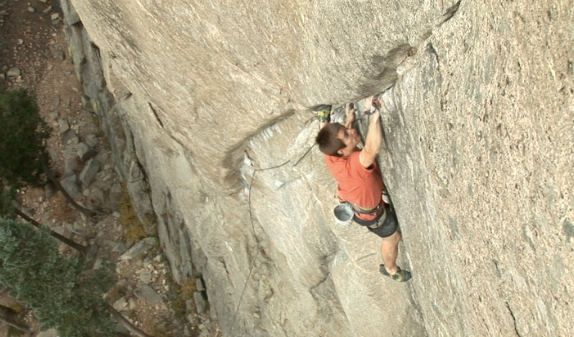 Pringle working China Doll (5.14a). Pho Pringle working China Doll (5.14a). Photo by Brian Solano / BSProductions.us
