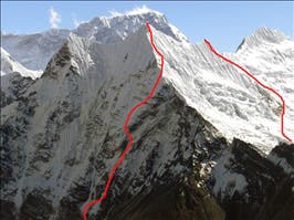 The Amphu group in the Khumbu region of The Amphu group in the Khumbu region of Nepal. Jordi Tozas climbed the north face and northwest ridge of Amphu Middle (Peak 6,238m, left line) and…