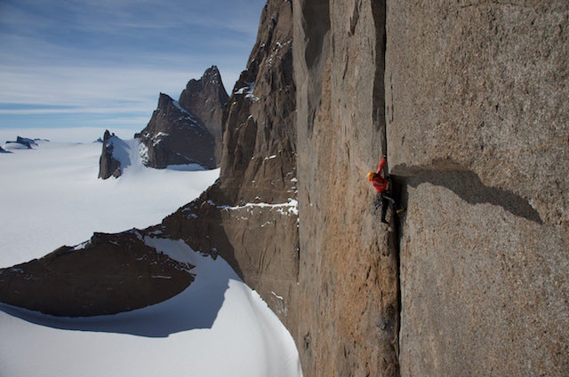 Attempting to free climb on the west fa Attempting to free climb on the west face of Holtanna. The German-Swiss team free-climbed passages up to 5.11-, but found harder pitches impossible…