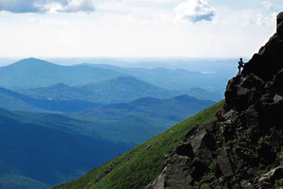Unknown climbers on a summer ascent of the Northeast Ridge of the Pinnacle (III 5.7), Huntington Ravine, New Hampshire. Photo by Brian Post