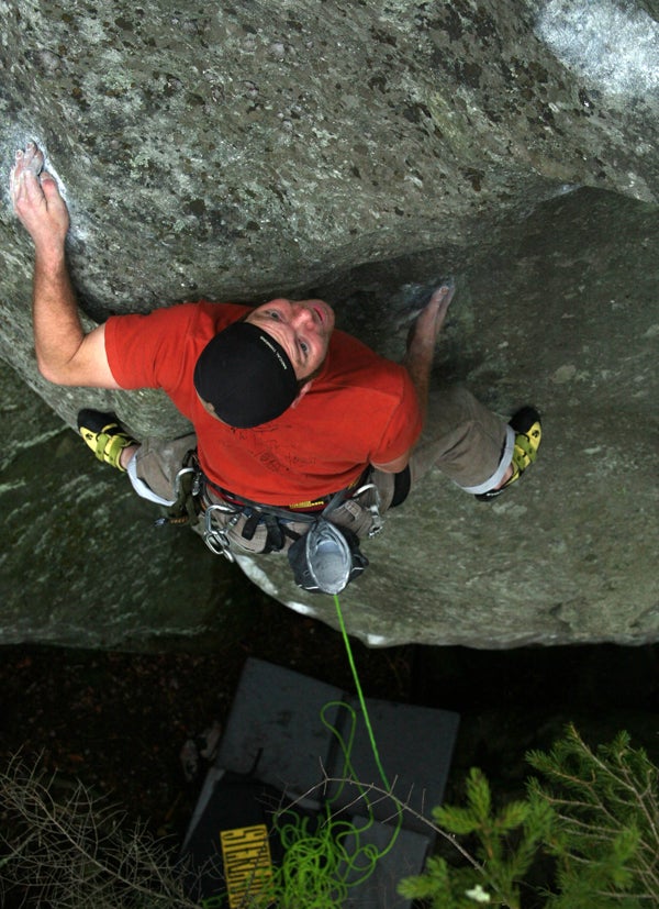Pat Goodman on Jade Rabbit (5.13d/14a R Pat Goodman on Jade Rabbit (5.13d/14a R). Photo courtesy of Pat Goodman.