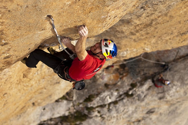 Iker Pou on Orbayu (8c+/9a), a 500-mete Iker Pou on Orbayu (8c+/9a), a 500-meter testpiece on Naranjo de Bulnes in northern Spain. Photo by Tim Kemple / KempleMedia.com, courtesy of…