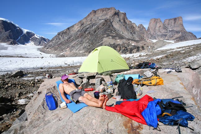 Rest day at high camp for Asgard on the Caribou Glacier. Photo by Jon Walsh.