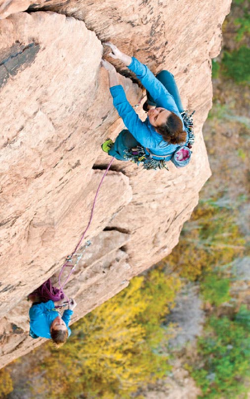 Jasmin Caton of Canada enjoys the crux third pitch.