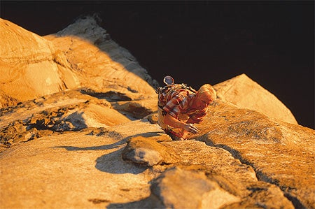 227- Andrew McGarry_2227.jpg Rob Miller shadow boxes El Cap's evening light on Freerider, Yosemite, CA © Photo by Andrew McGarry