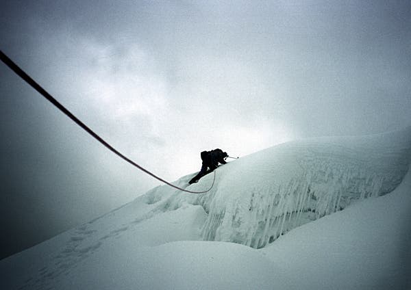 Climbing in the Cordillera Blanca, Ishinca, Peru