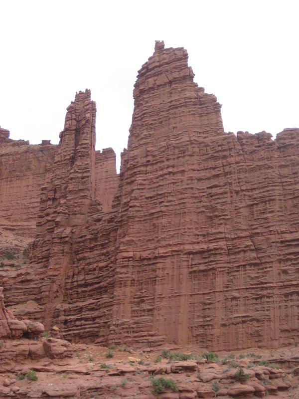 Cottontail in the Fisher Towers. West S Cottontail in the Fisher Towers. West Side Story climbs to the saddle between Cottontail and Echo Tower (left), and then roughly follows the left…