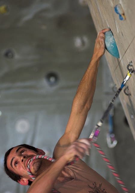 May 28, 2005. Ivailo Krastev (BUL), qualif. route. UIAA World Cup, Imst, Austria. © Bernardo Gimenez