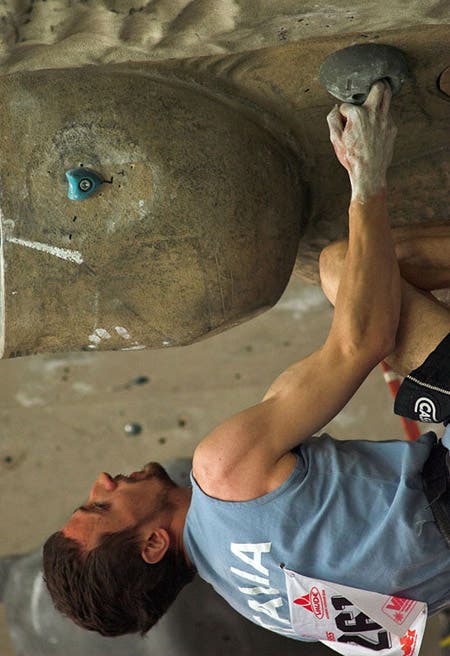 DSC4361-01_3673.jpg May 28, 2005. Flavio Crespi (ITA), 1/2 final route. UIAA World Cup, Imst, Austria. © Bernardo Gimenez