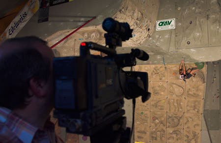 May 28, 2005. Katharina Saurwein(AUT), Final route. UIAA World Cup, Imst, Austria. © Bernardo Gimenez