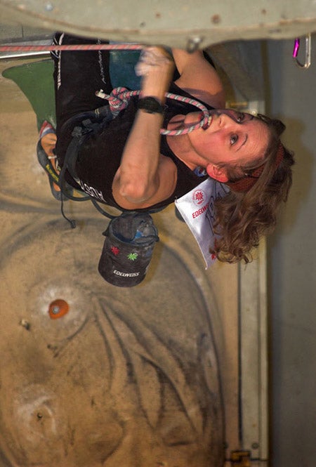 DSC4666-01_3681.jpg May 28, 2005. Winner Angela Eiter(AUT), Final route. UIAA World Cup, Imst, Austria. © Bernardo Gimenez