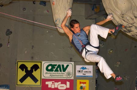 May 28, 2005. Maja Vidmar(SLO), Final route. UIAA World Cup, Imst, Austria. © Bernardo Gimenez