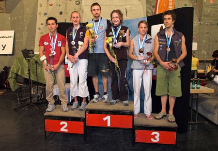 DSC4750-01_3683.jpg May 28, 2005. Podium. From left to right: Ramon Julian(SPA), Sandrine Levet (FRA), Flavio Crespi (ITA), Angela Eiter (AUT), Maja Vidmar (SLO), Patxi…