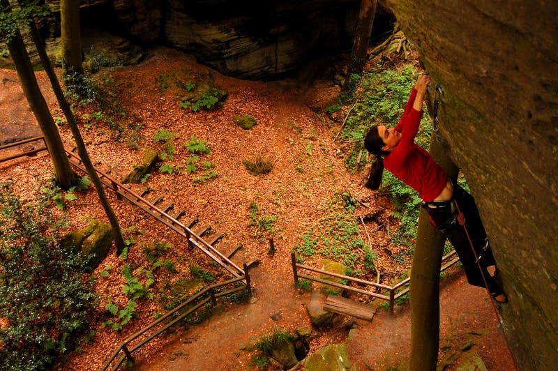 climber: a chick rock: berdorf, luxembourg