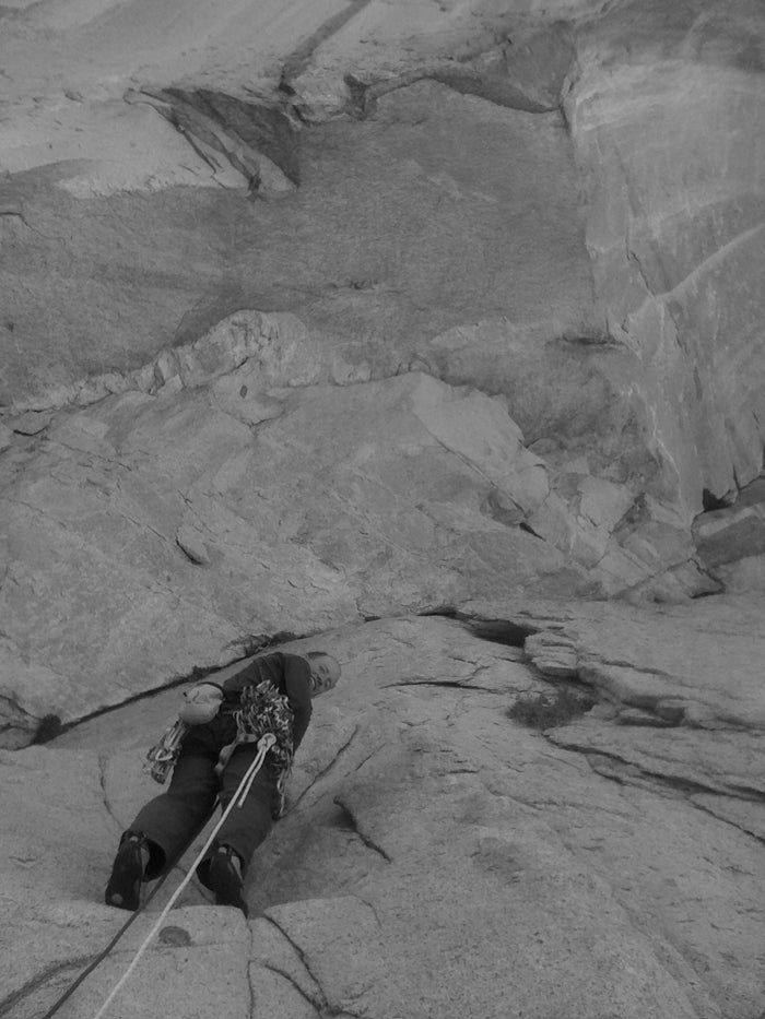 Englekirk on P10 (5.10d) of Quantum Mec Englekirk on P10 (5.10d) of Quantum Mechanic. Photo by Chris Van Leuven