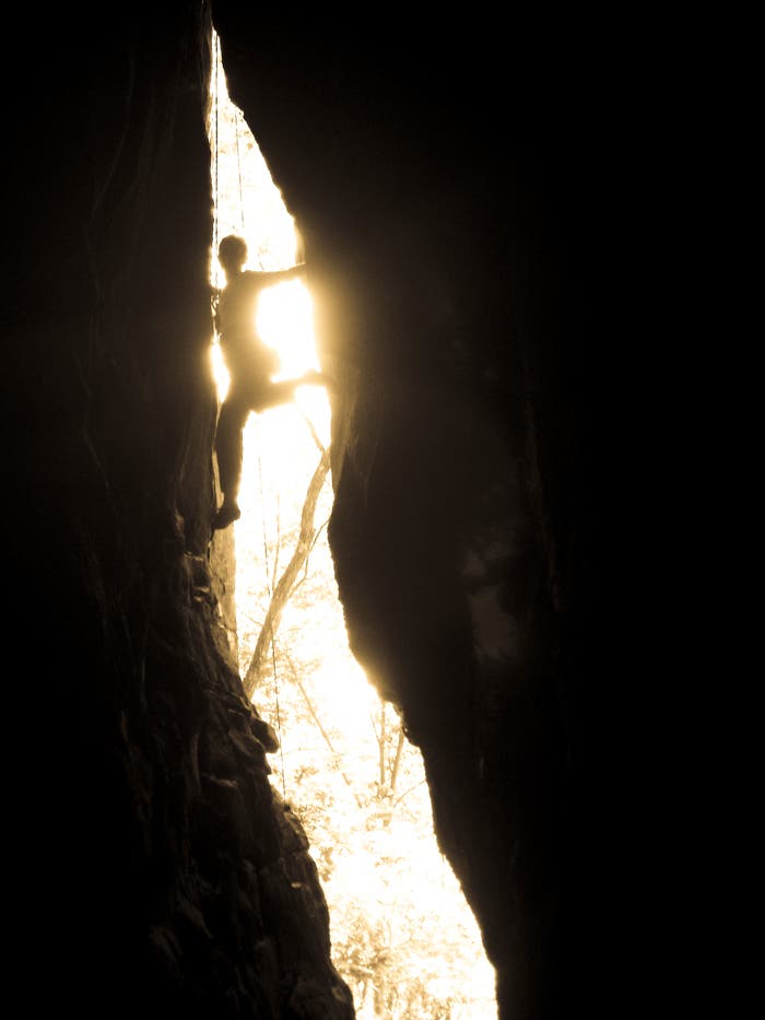 Heather Sudlow, New River Gorge, WV, Bubba City, Daisy Cutter, 5.7. Photo by Jesse Von Fange  vonfang.blogspot.com