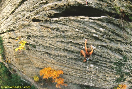 Senja Palonen on Return of Chris Snyder 5.11d, Red River Gorge, Kentucky © Photo by Rich Wheater