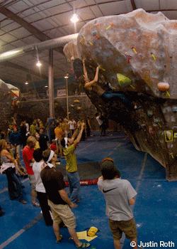 TheSpot-NightRisingSun-1207_2556.gif CLIMBING EVENTS — A good comp like this one at The Spot Bouldering Gym in Boulder, Colorado — Saturday, December 1, 2007 — with no finals and no…
