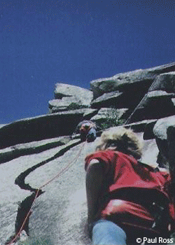 Vertigo_ClassicClimb_260_2571.gif CLASSIC CLIMBS — 5.9 R offwidth anyone? John Bragg belaying Michael Peloquin on the first ascent of Vertigo's Half Moon Crack, Cannon Cliff, New…