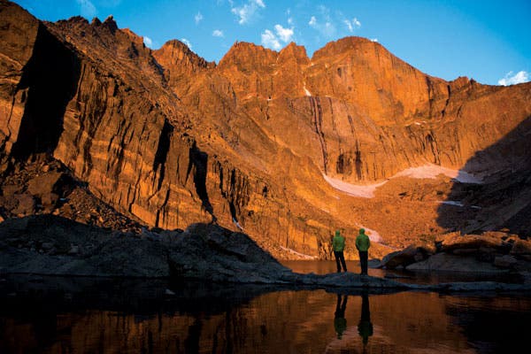Surveying the Diamond on Longs Peak, Co Surveying the Diamond on Longs Peak, Colorado, at sunrise. Photo by Andrew Burr