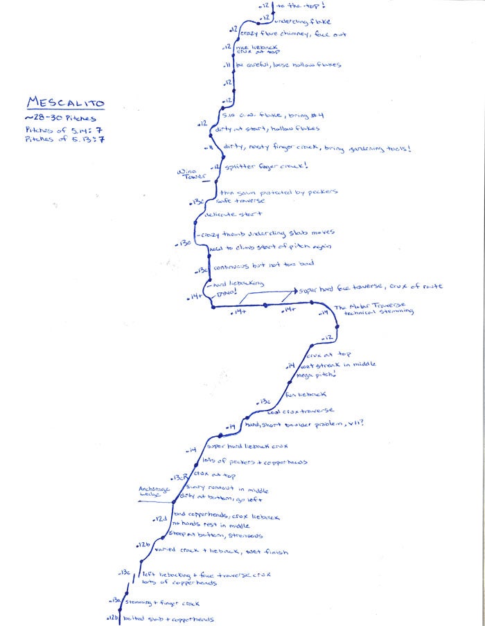 Mescalito-Topo_28532 Dawn Wall Topo Map