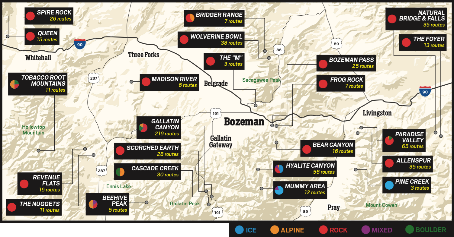 Bozeman Montana Climbing Map