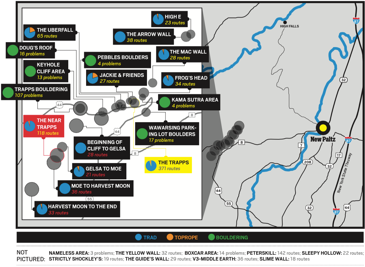 The Gunks Climbing Destination Map