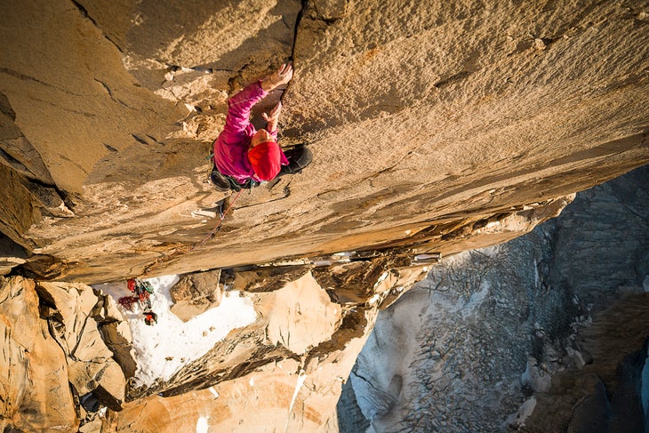 TS_EXP_PAINE_D215478.jpg Ines Papert climbing pitch 23 of the route Riders on the Storm in Torres del Paine. Photographer: Thomas Senf