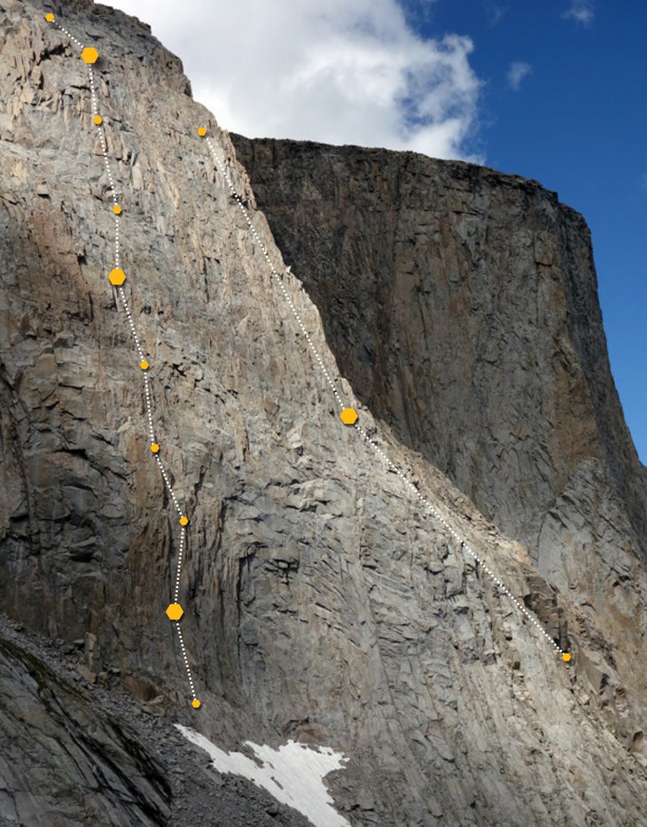 MerlonRoutes.jpg The Merlon Cloud Peak Wilderness Rock Climbing Wyoming