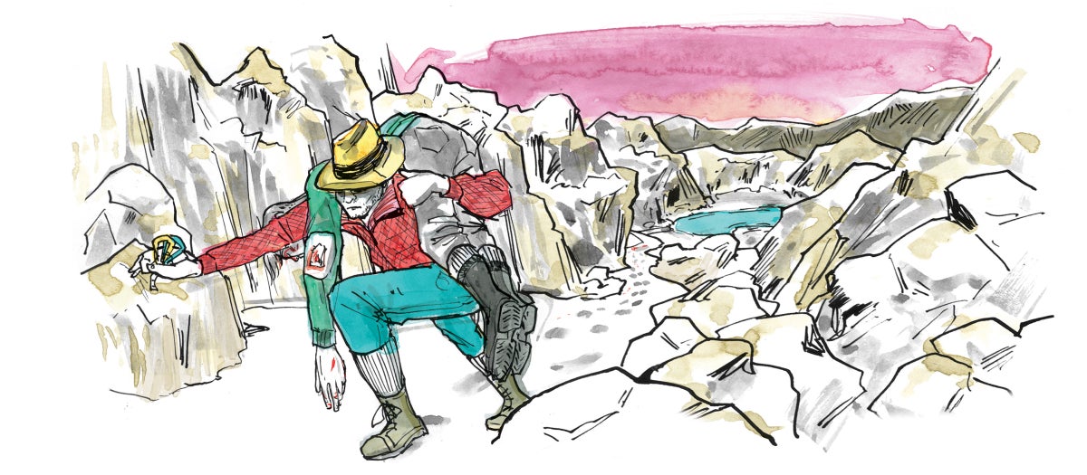 Soloist Is Stranded Midway Up Longs Peak. His Rescuer Piggybacks Him Up 5.4 To Safety