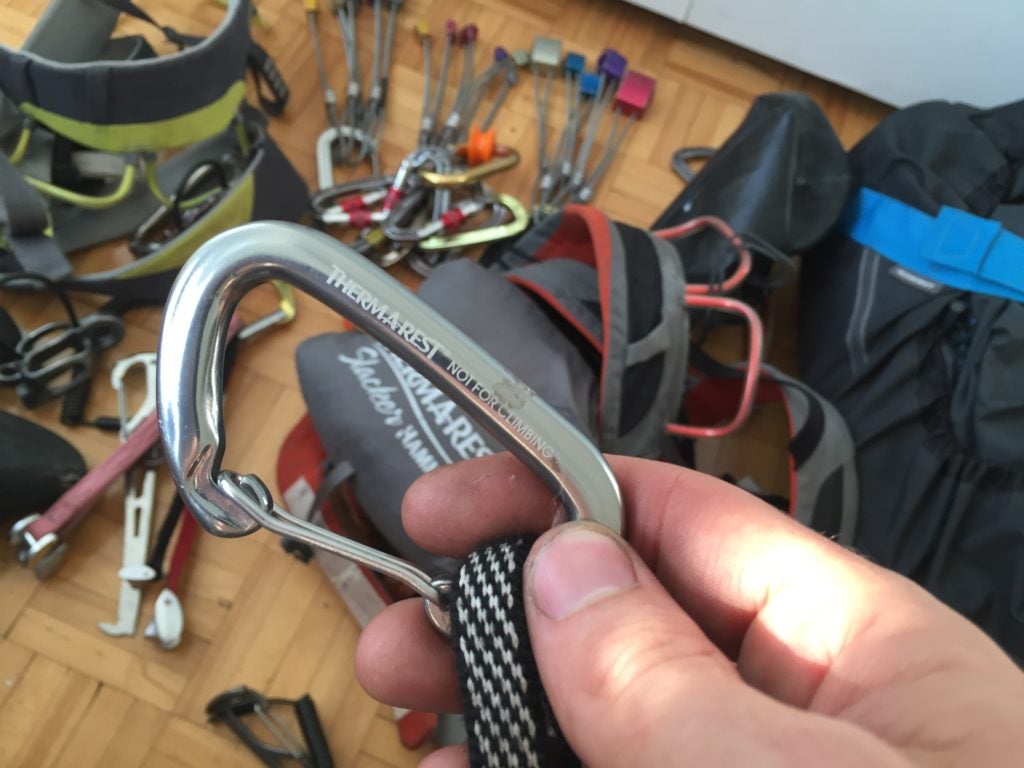 Accidentally Used Toy Carabiner for Climbing Belay Anchor