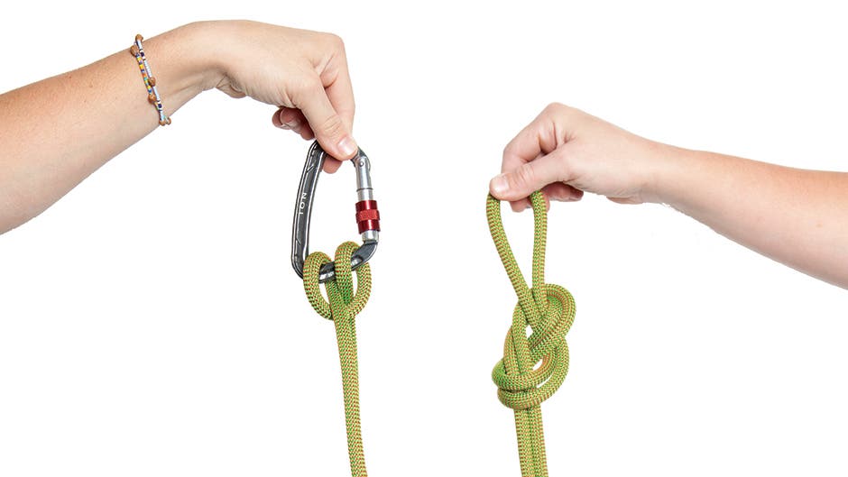 A clove hitch and a figure-8-on-a-bight