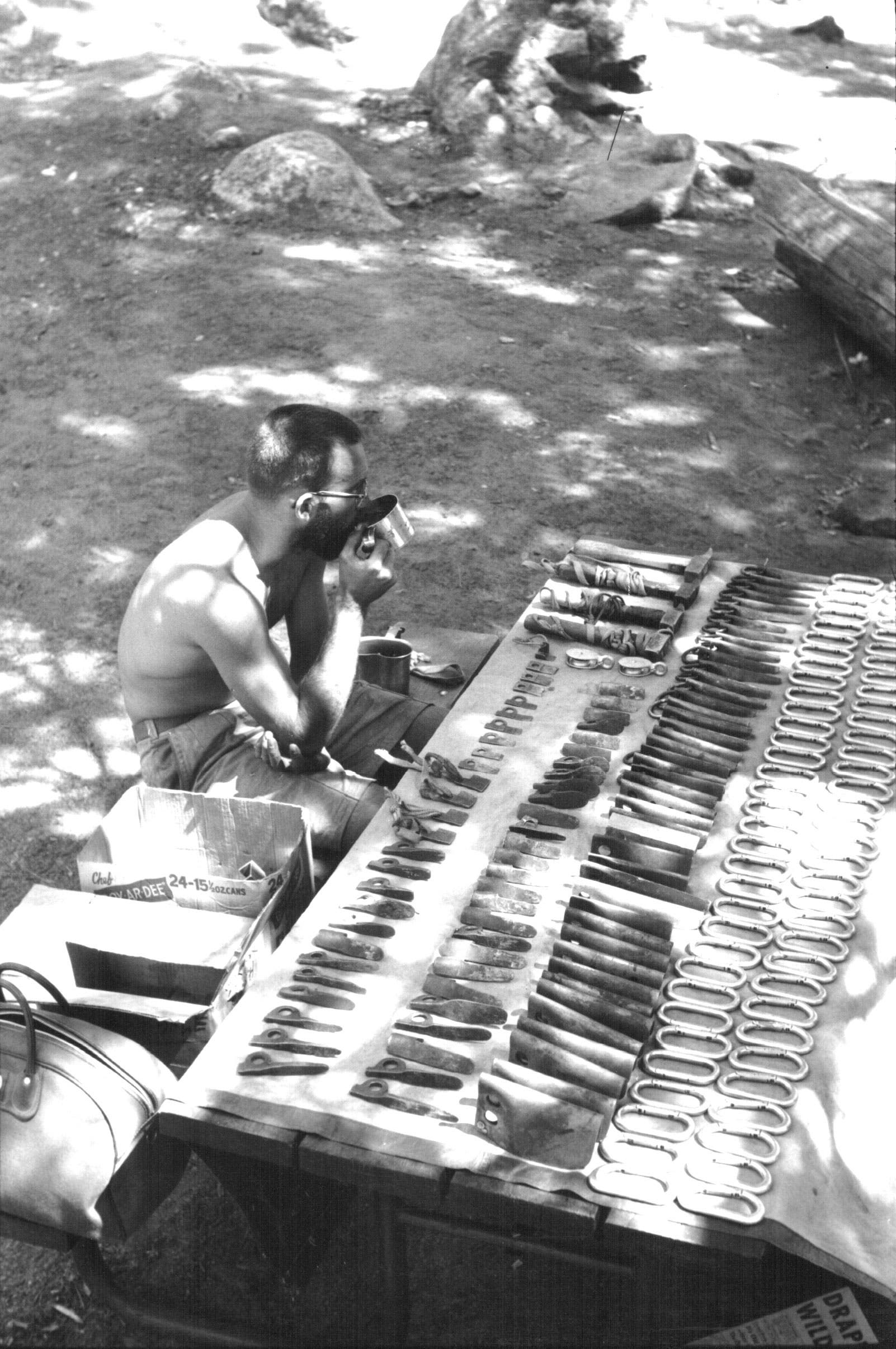 Tom_Frost_-_One_cup_of_tea_-_1960 Royal Robbins Camp 4 Pitons Yosemite National Park