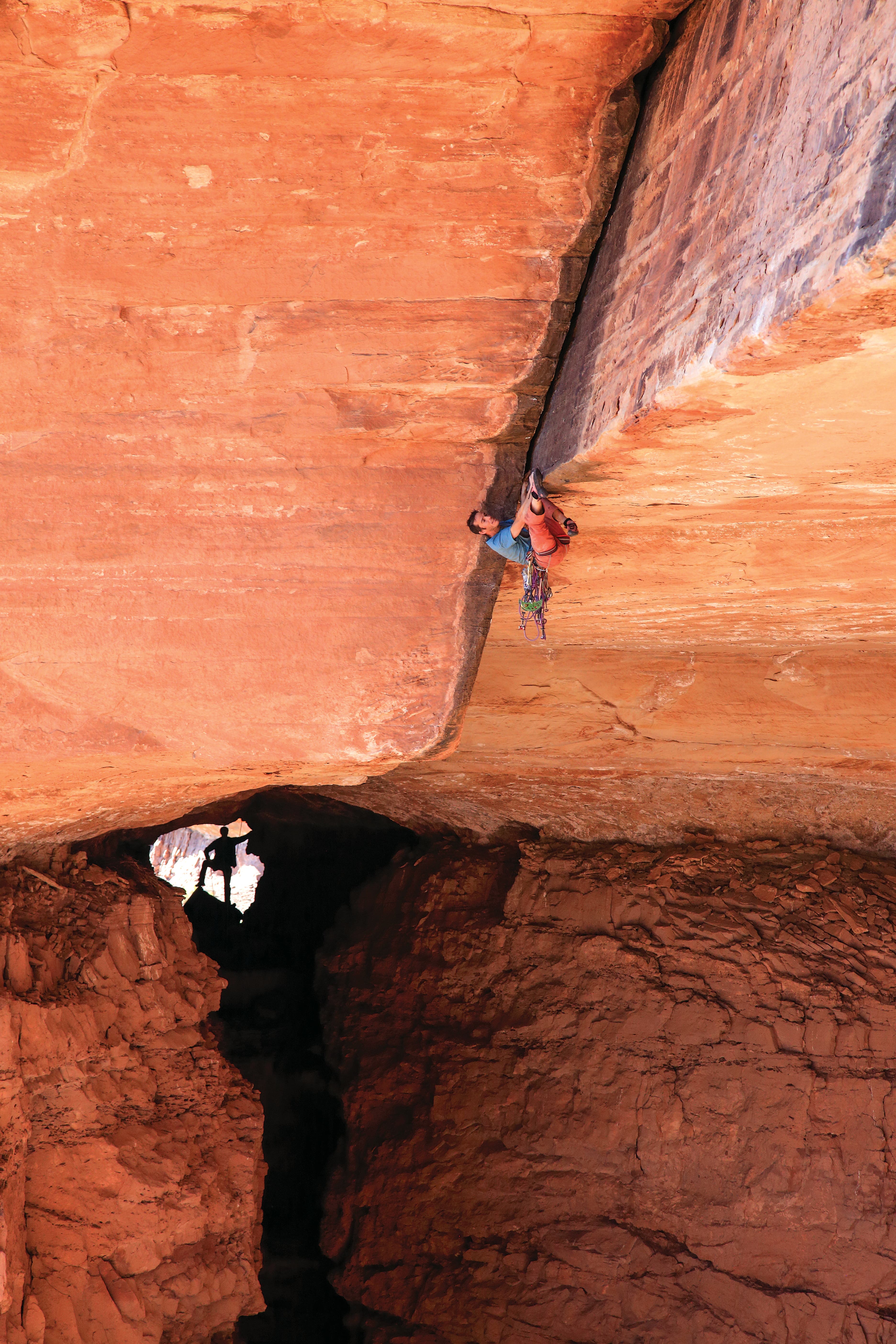 Tom Randall Millenium Arch Canyonlands Rock climbing crack