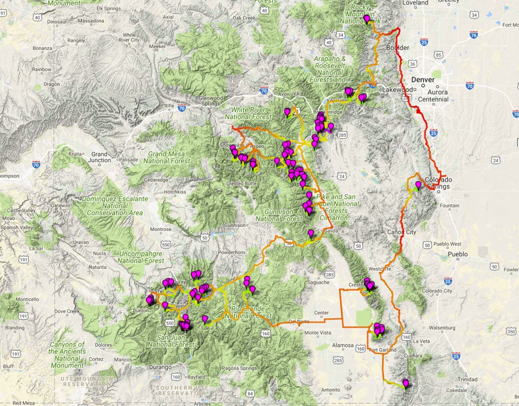 map COLORADO HIGH 100 race