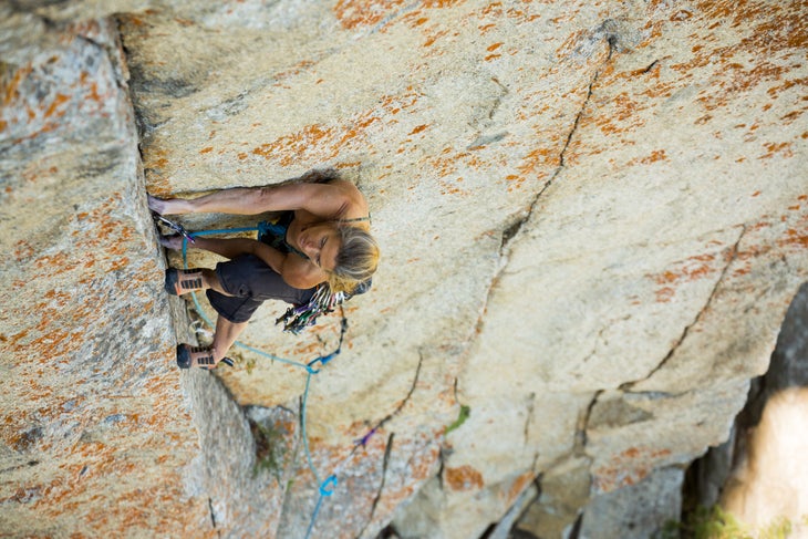 burr080612_055 Lynn Hill Trad Rock Climbing Layback