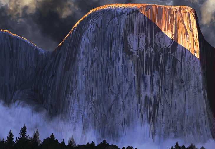 Skull-ElCapfinal1 The Nose El Capitan Death Skull Illustration Rock Climbing Yosemite