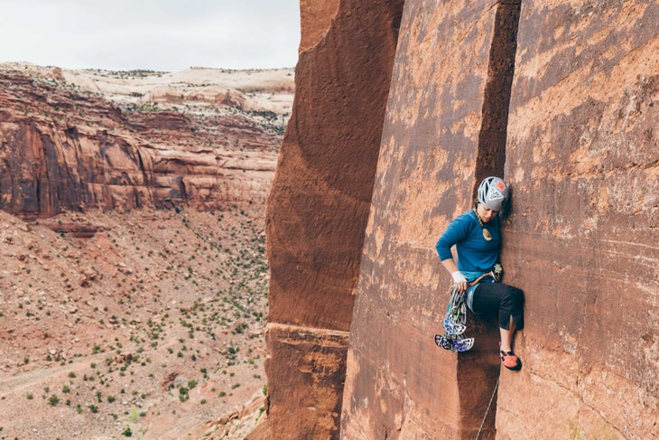 Low Cholesterol 5.10 offwidth Second Meat Wall Indian Creek Rock Climbing Trad Crack