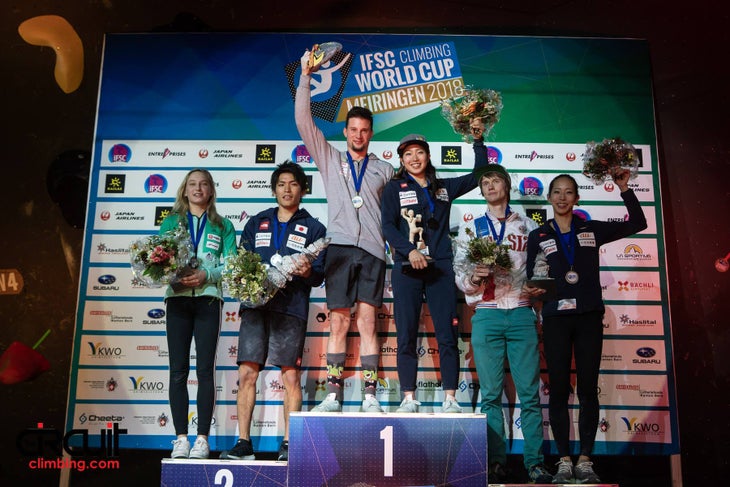 30725723_1020318724786232_4813735526437748736_o Jernej Kruder Miho Nonaka2018 IFSC Bouldering World Cup Meiringen Climbing Podium Competition