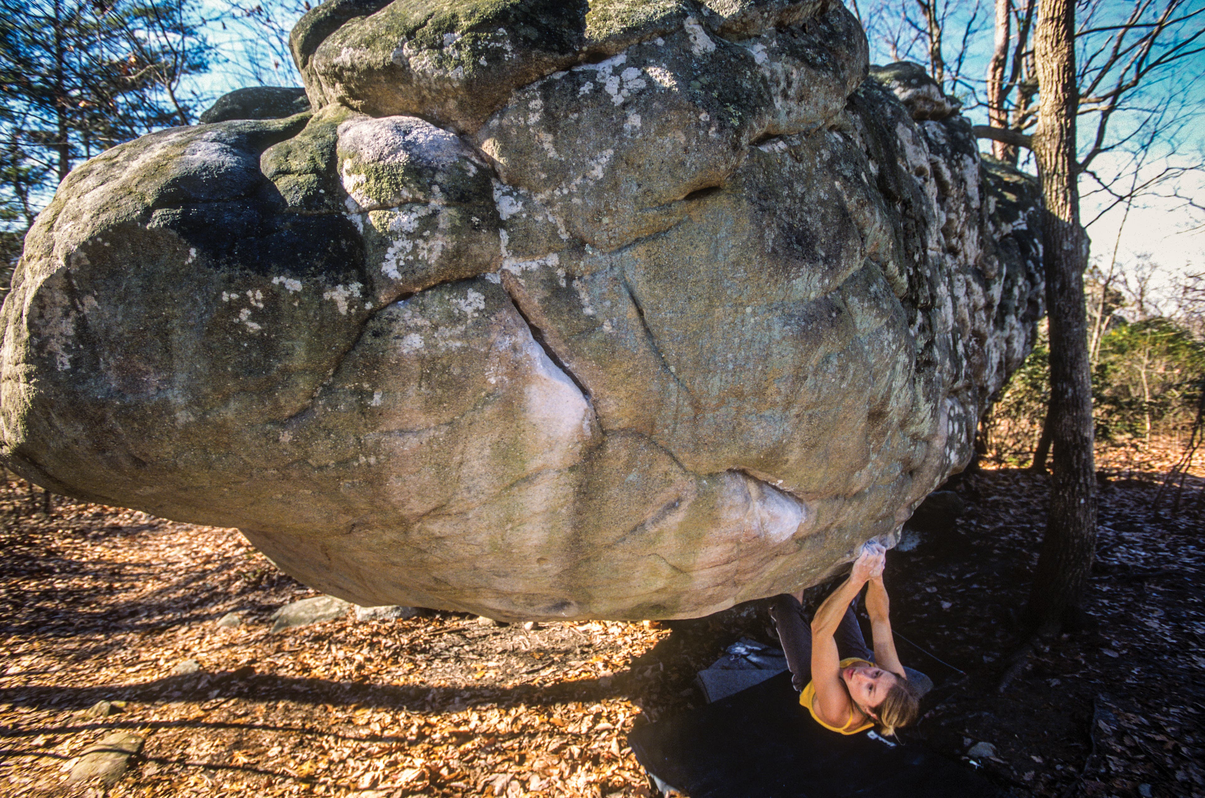 Lisa Rands The Orb V8 Rocktown Georgia Bouldering Rock Climbing