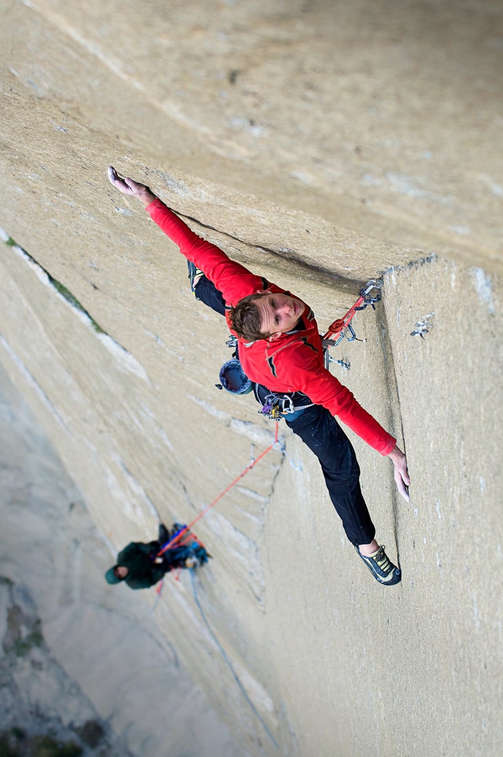Action_Tommy Caldwell climbing_7_(c)CoreyRich Tommy Caldwell stemming on a section of The Dawn Wall.
