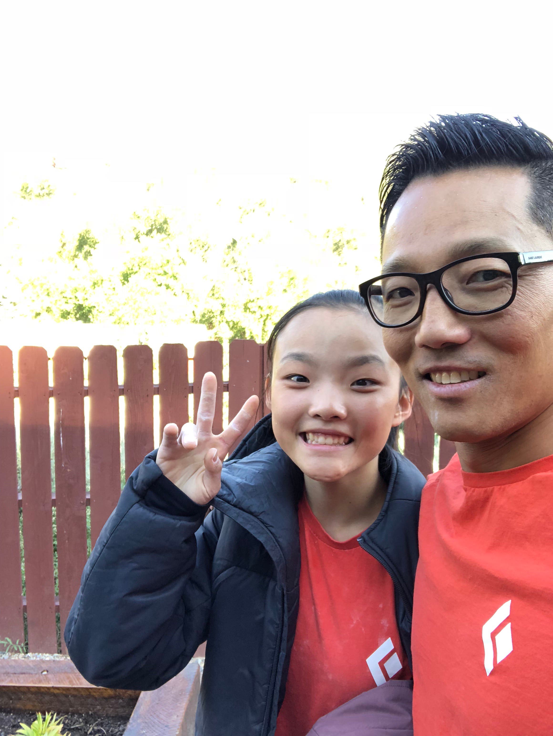 Chaehyeon Seo and her father mug for a Selfie in Colorado None