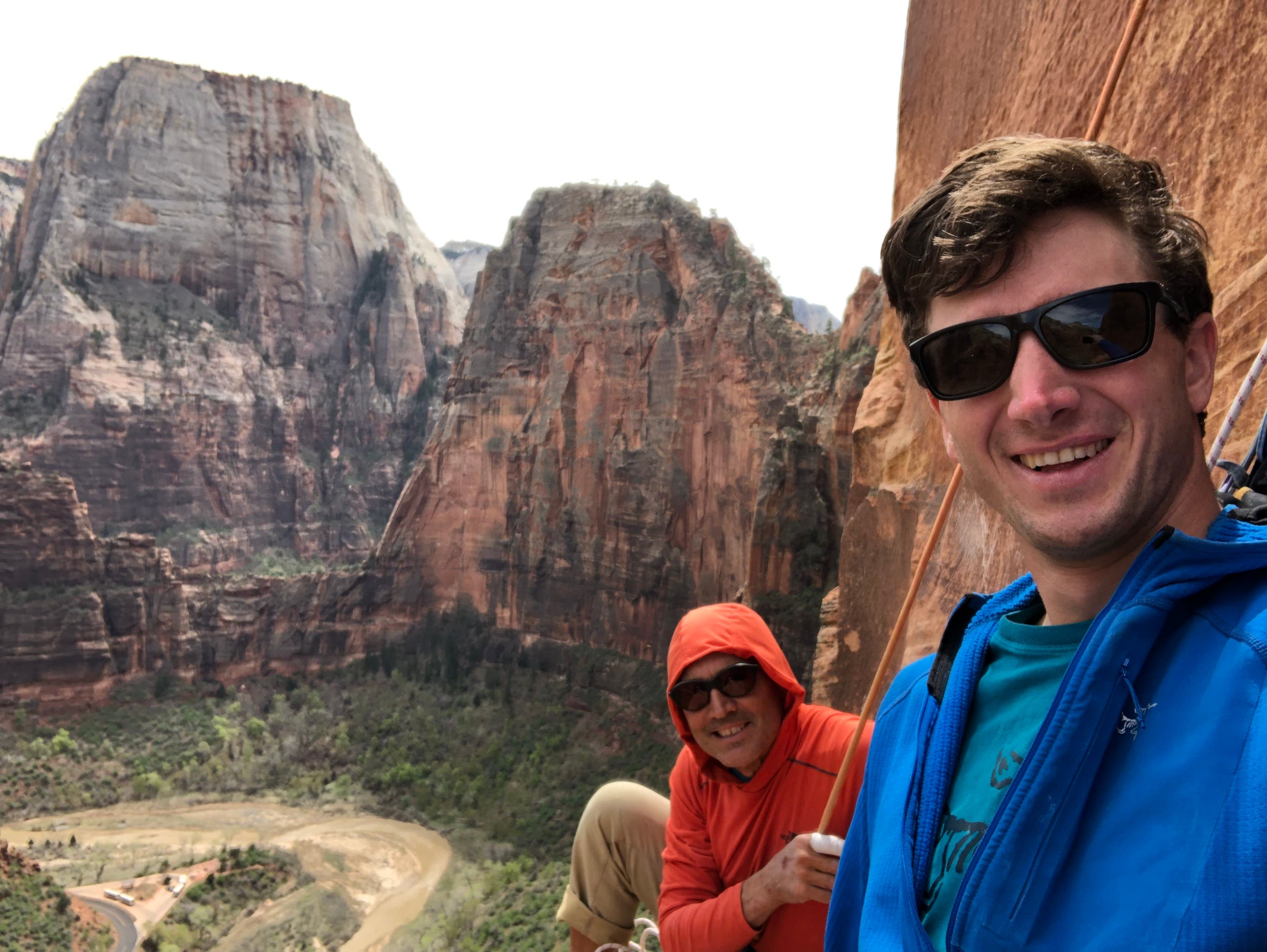IMG_1218 Mark Hudon and Jordan Cannon hanging out on Moonlight Buttress.