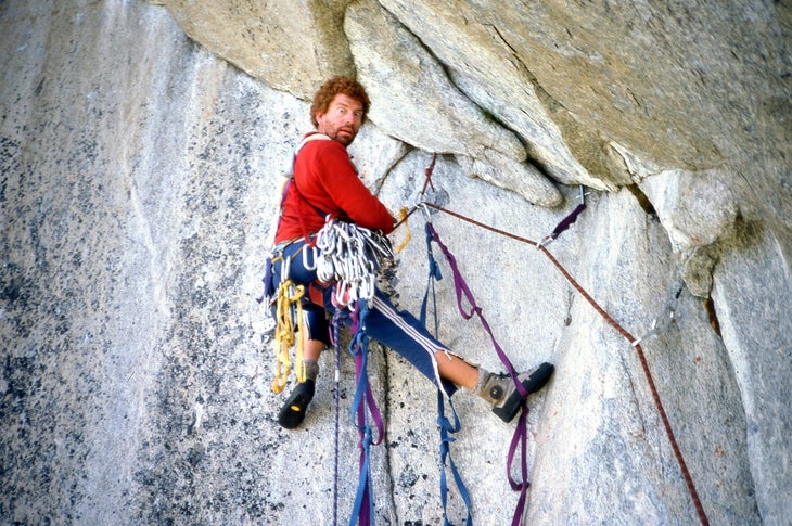 Andy Brown - Roger Schimmel 2 Andy Brown on The Shield, El Capitan, Yosemite, 1984. Photo: Roger Schimmel.