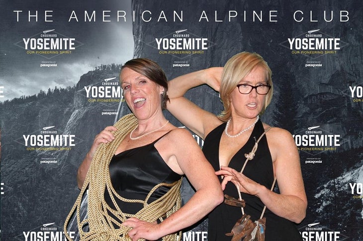 RheaDoddAmericanAlpineClub Teri Savelli and Rhea Dodd, old climbing partners, goof at an AAC banquet in Denver in 2014. Photo: American Alpine Club.