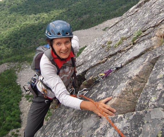 Wolonick climbing the Whitney-Gilman Ridge, Cannon Cliff, New Hampshire.