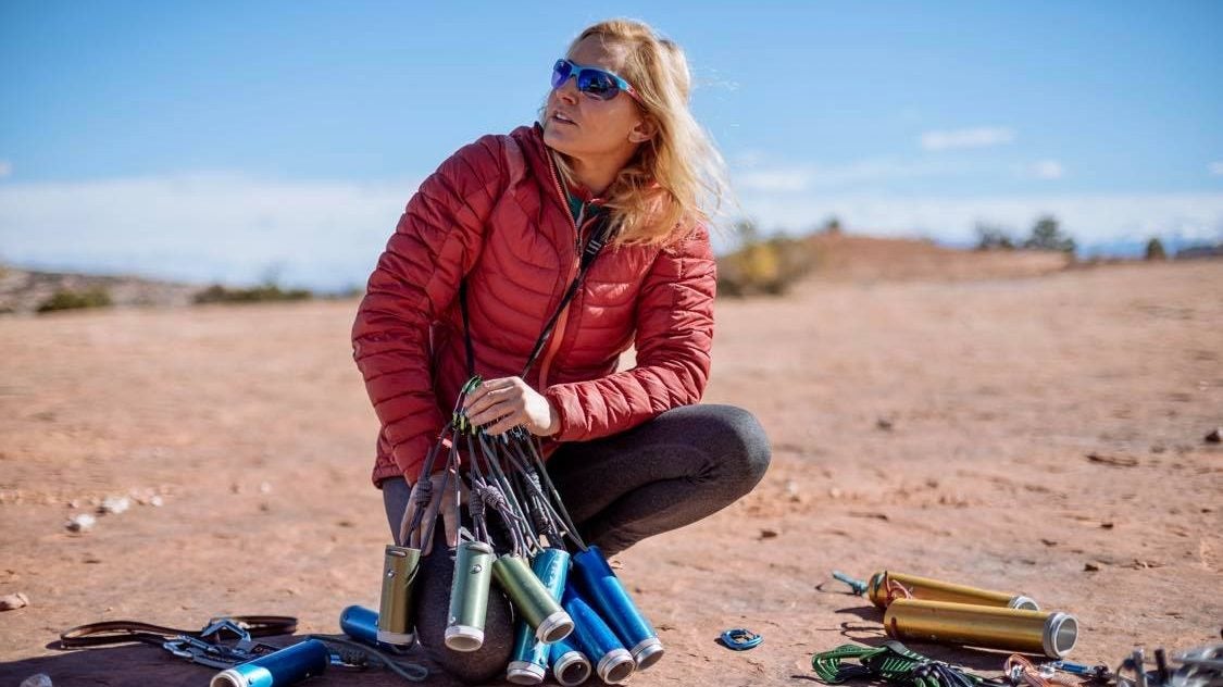 After a geological event, a wide crack gets wider, and Pamela Shanti Pack is there—about to be in there. Photo by Alton Richardson.